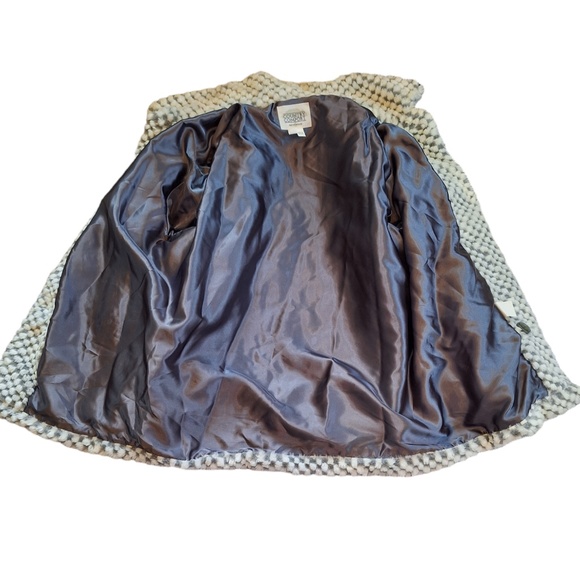 Checker Faux Fur Jacket- Grey and White - Picture 3 of 5